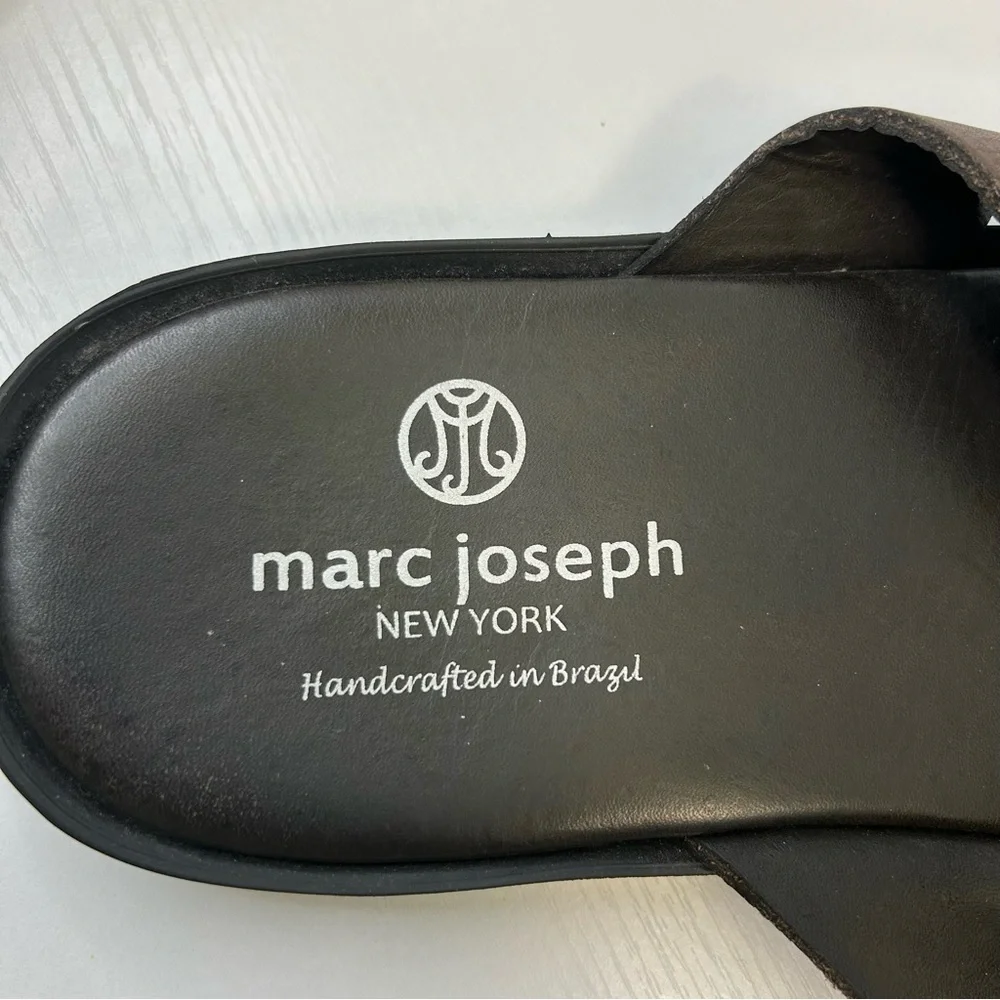 Marc Joseph Boone Ave Criss Cross Leather Strap Brown Men’s Sandal Sz 10.5